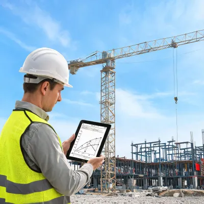 Crane applications engineer with load chart tablet