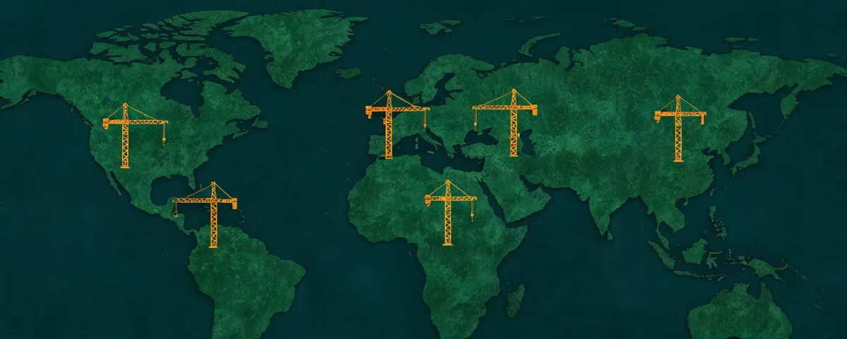 Map of TerexParts Pro regional parts hubs worldwide